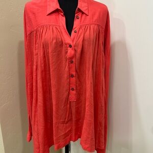 Free People Women's coral Button-Up Top